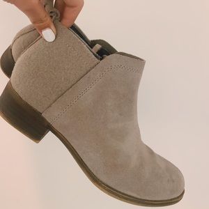 TOMS Light Grey Suede Deia Ankle Boots
